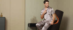 Pyjama Homme En Soie Naturelle - Ensemble Confortable Luxueux - Coupe Oversized - Printemps/Été - 11
