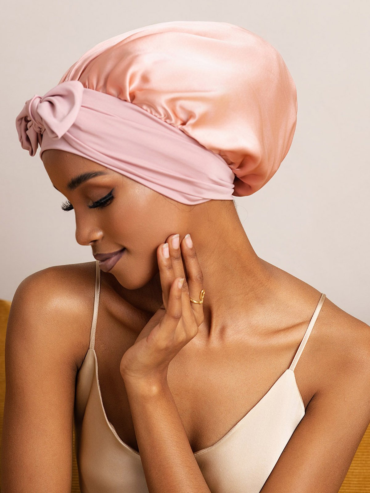 SilkSilky-FR Soie Sleep Cap Rose 002