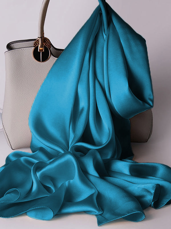 SilkSilky-FR Pure Soie Scarf BleuRoyal 001