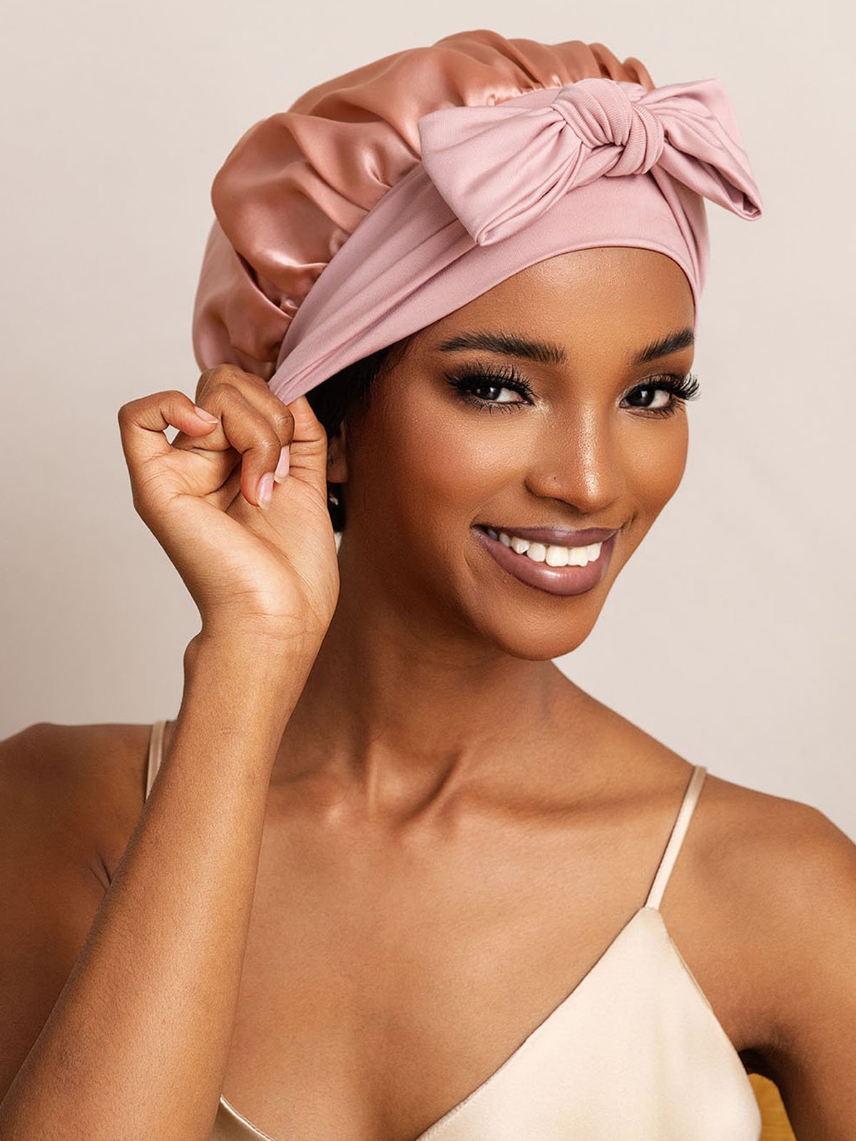 SilkSilky-FR Soie Sleep Cap Rose 001