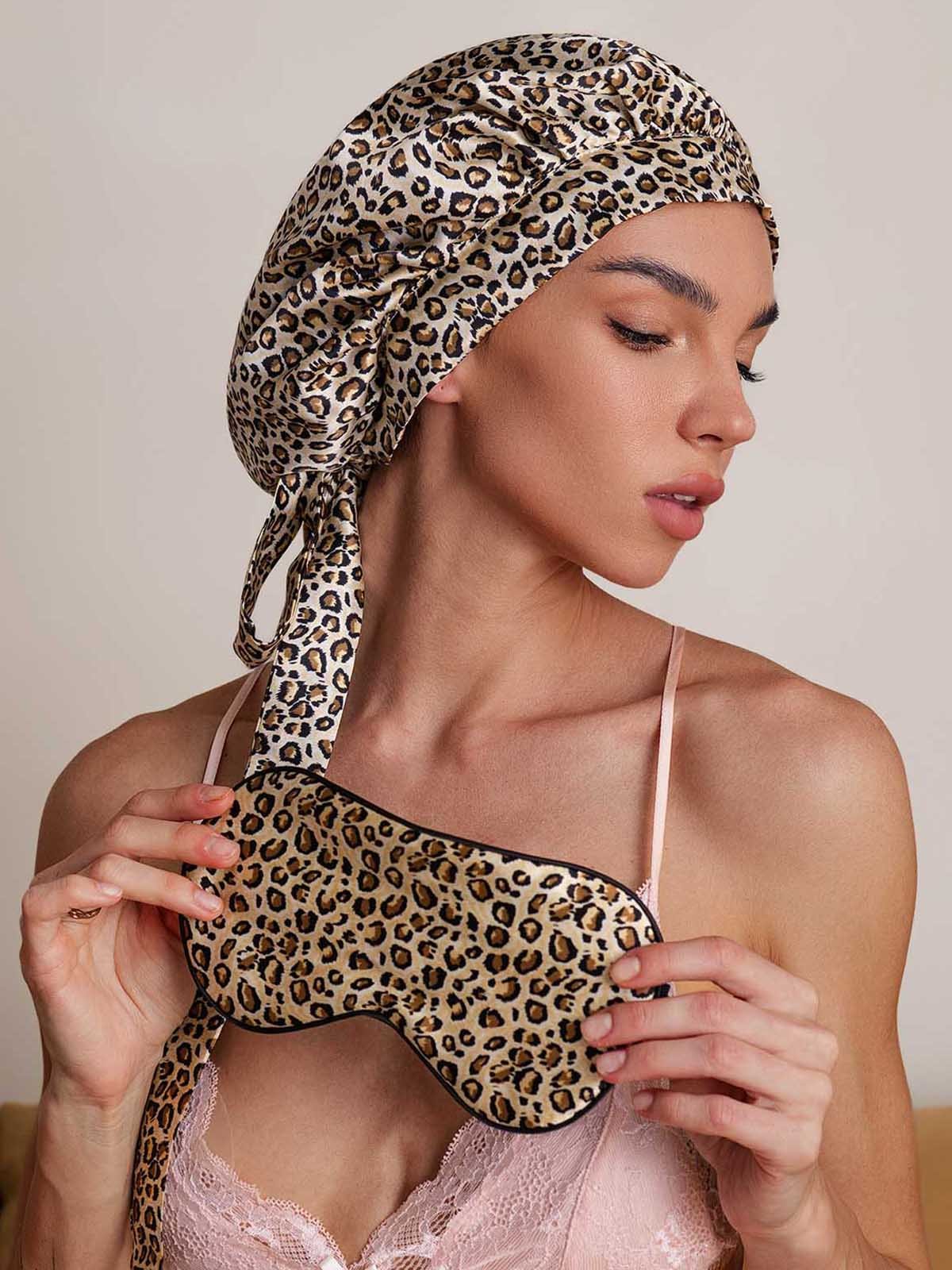SilkSilky-FR Soie Sleep Cap Leopard 002