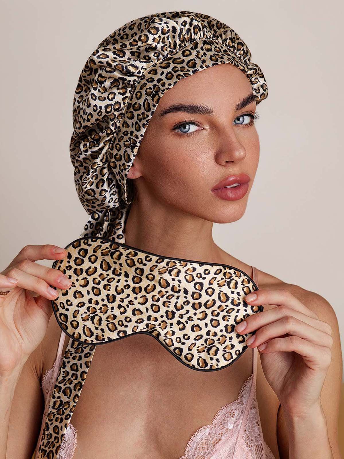 SilkSilky-FR Soie Sleep Cap Leopard 001