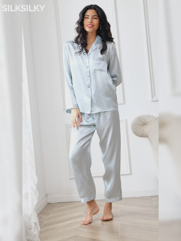 SilkSilky-FR Pure Soie Womens Pajamas video 001