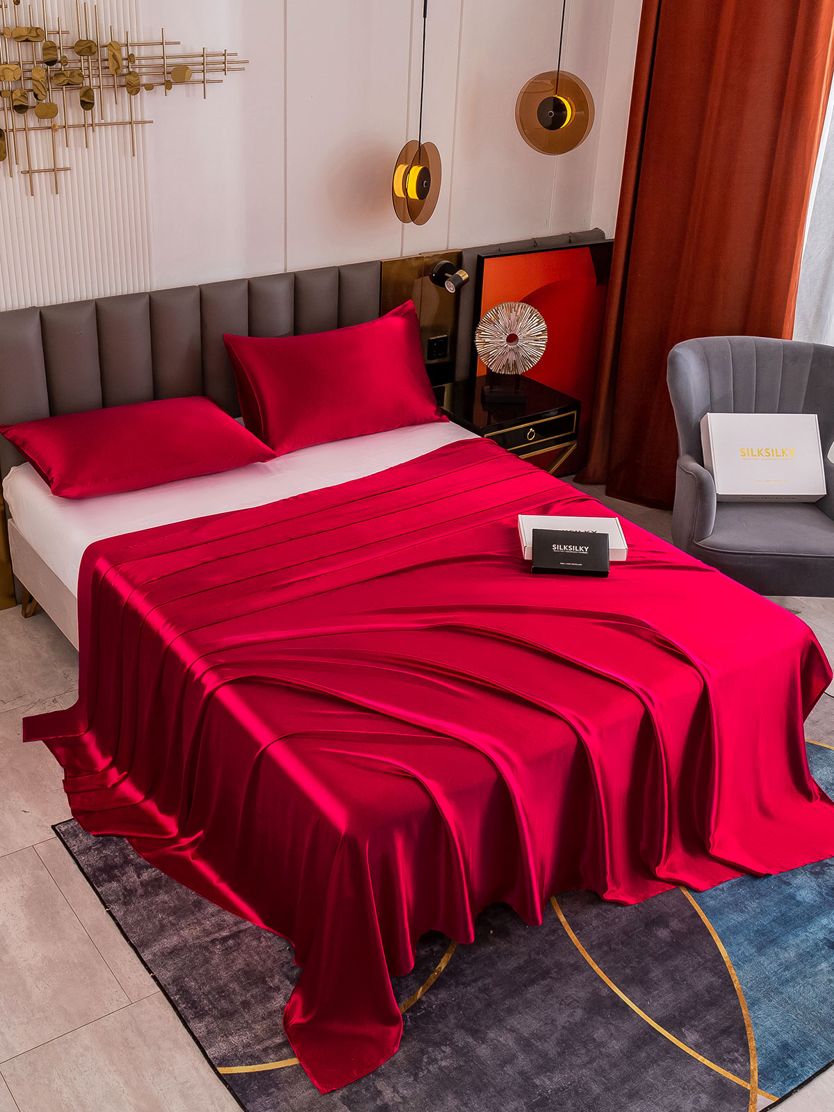 [Rouge Vineux] SilkSilky-FR 19Momme Pure Soie Bedding Set 003