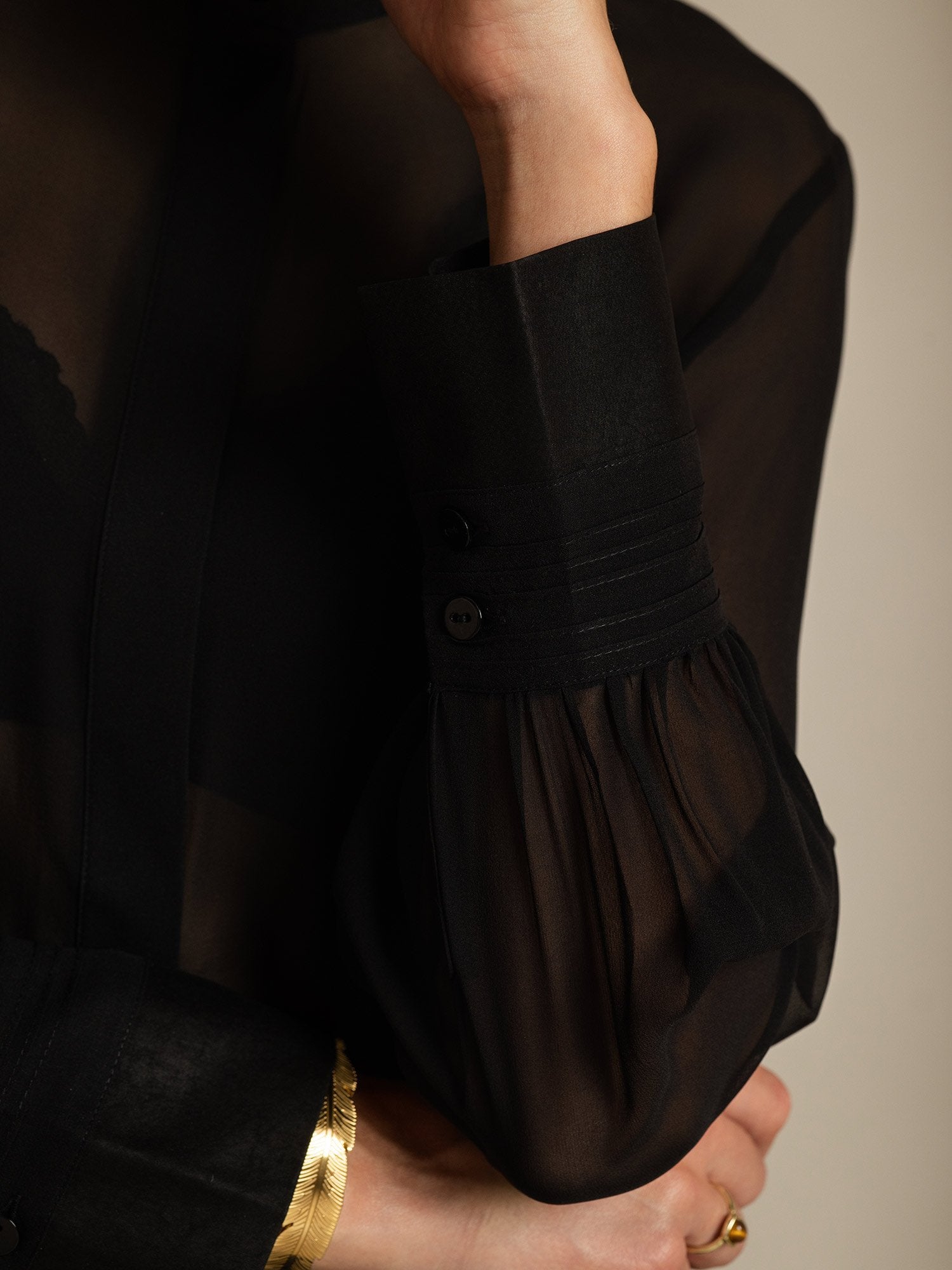 [Noir] SilkSilky-FR Soie Womens Shirt 004