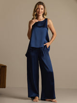 [Bleu Foncé] SilkSilky-FR Sleeveless Femme Pyjamas 006