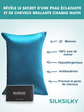 SilkSilky FR 22Momme Pure Soie Pillowcase BleuRoyal 003