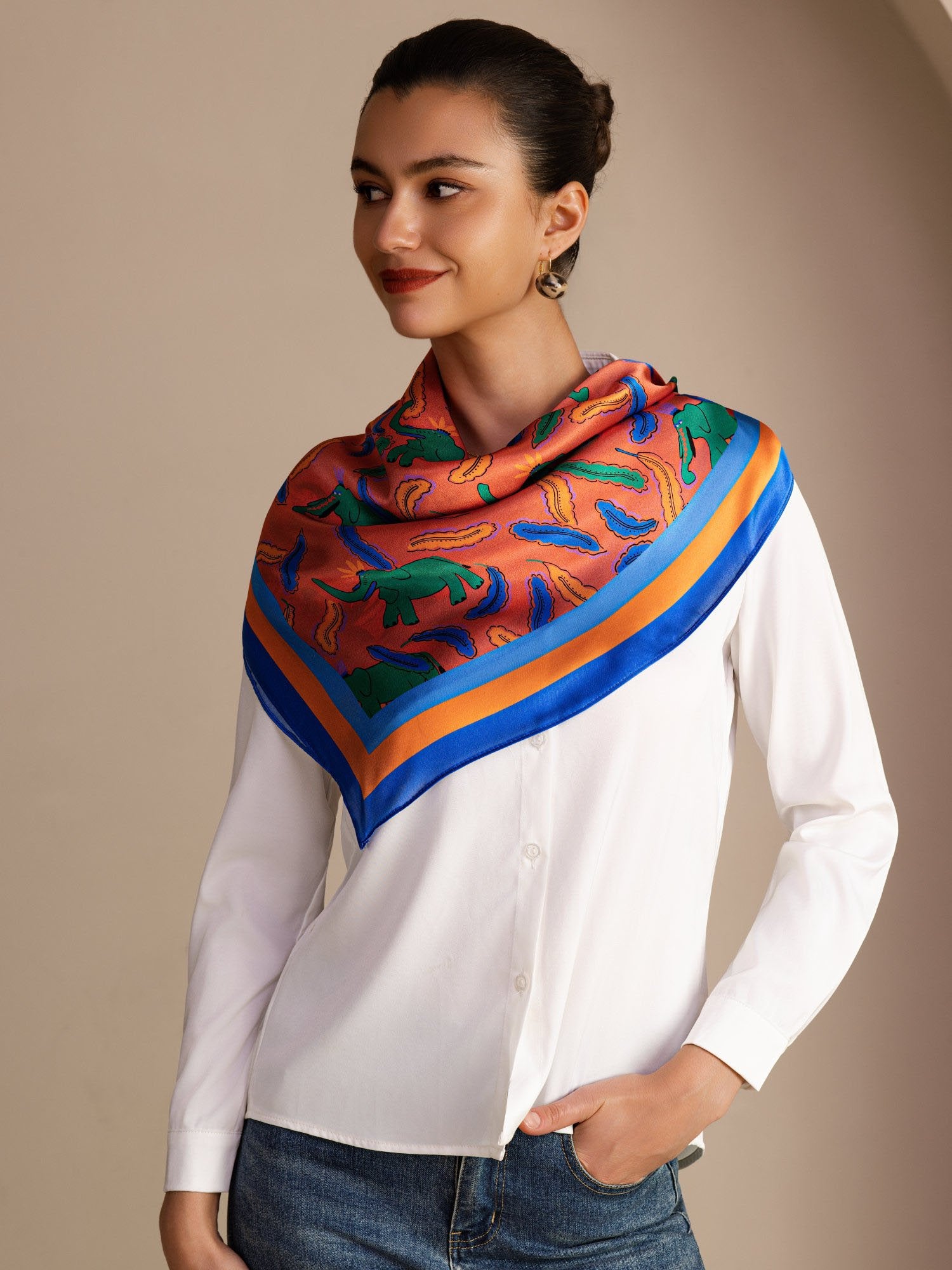 [Éléphant Argile] SilkSilky-FR Scarf 002