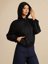 [Noir] SilkSilky-FR 18Momme Manches longues Col Montant Femme Manteaux 005