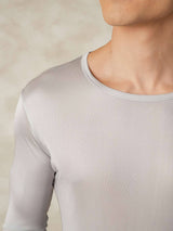 [Argent] SilkSilky-FR Long Sleeve Round Neck Sous Vêtements Longs Homme 005