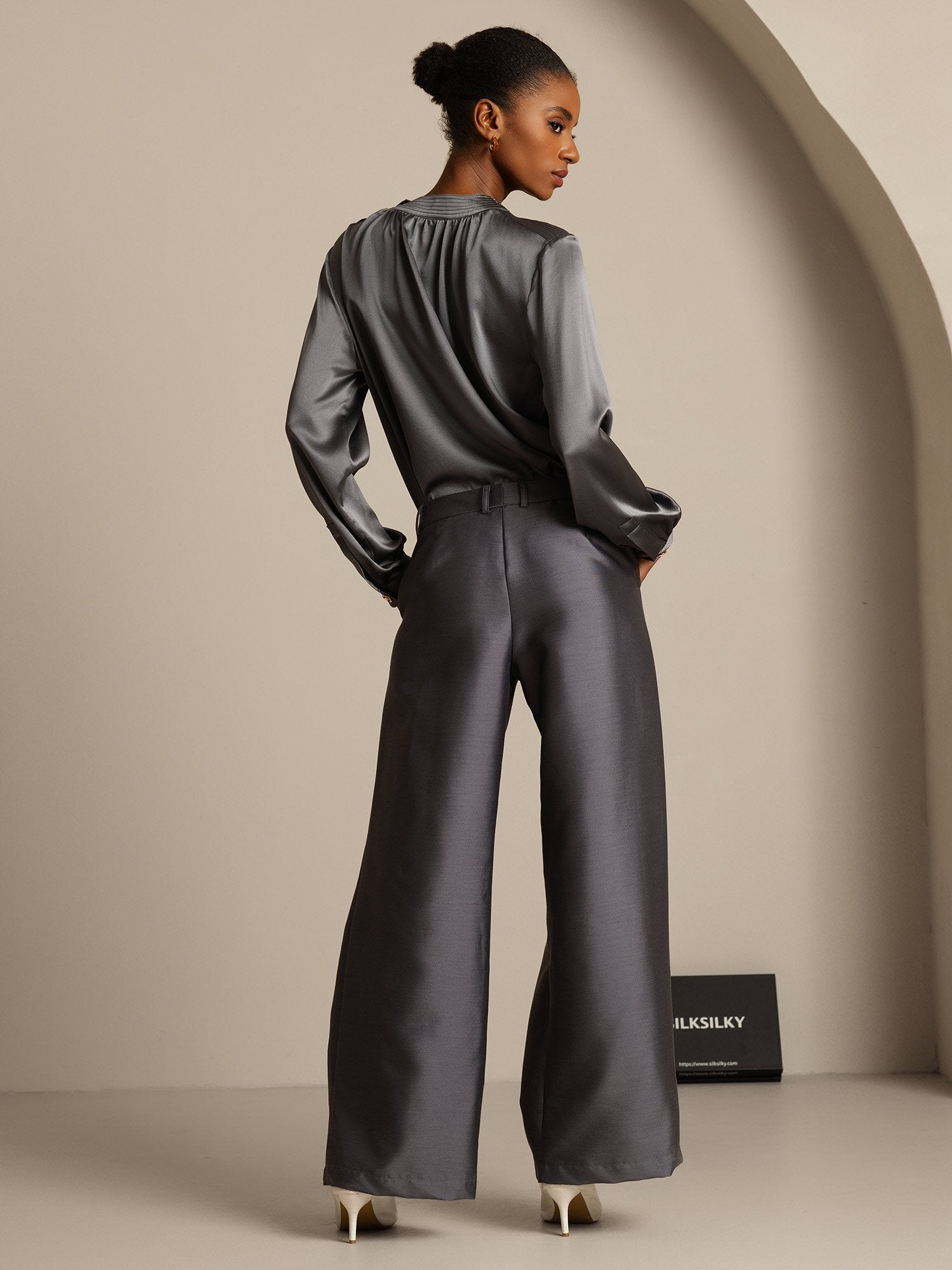 [Gris] SilkSilky-FR 32Momme Soie Womens Pants 002,