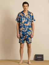 [Dragon Navy] SilkSilky-FR Short Sleeve Lapel Collar Homme Pyjamas 003
