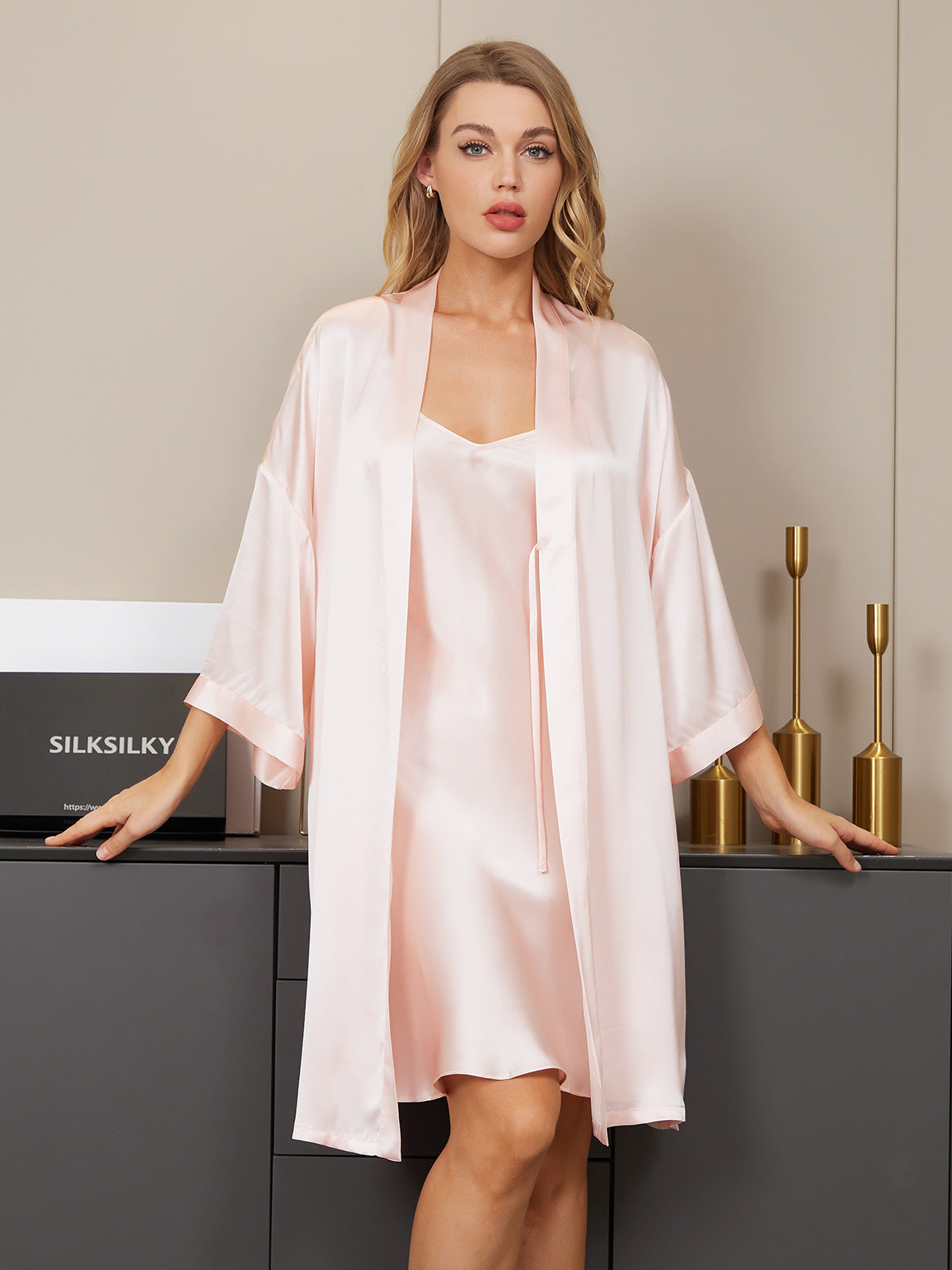 [Rose Clair] SilkSilky-FR Soie Nightgown&Robe Set 004