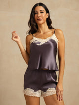 [Gris Pourpre] SilkSilky-FR Sleeveless V Neck Ensemble Camisole 003