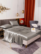 [Gris] SilkSilky-FR 19Momme Parure de Lit Soie 006