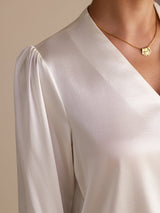 [Blanc] SilkSilky-FR Long Sleeve Blouse 004