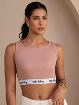 [Rose] SilkSilky-FR Sleeveless Crew Neck Top À Fines Brides 001