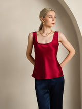 [Rouge Vineux] SilkSilky-FR Sleeveless Top À Fines Brides 003