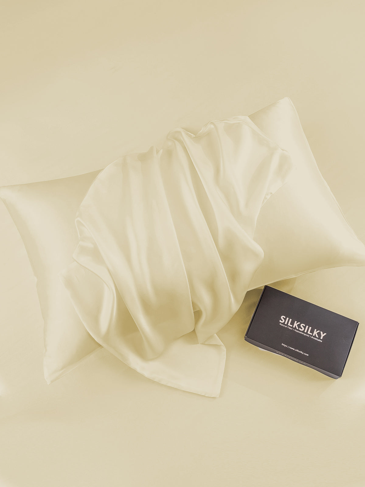 SilkSilky FR 30Momme Pure Soie Pillowcase Ivory 005