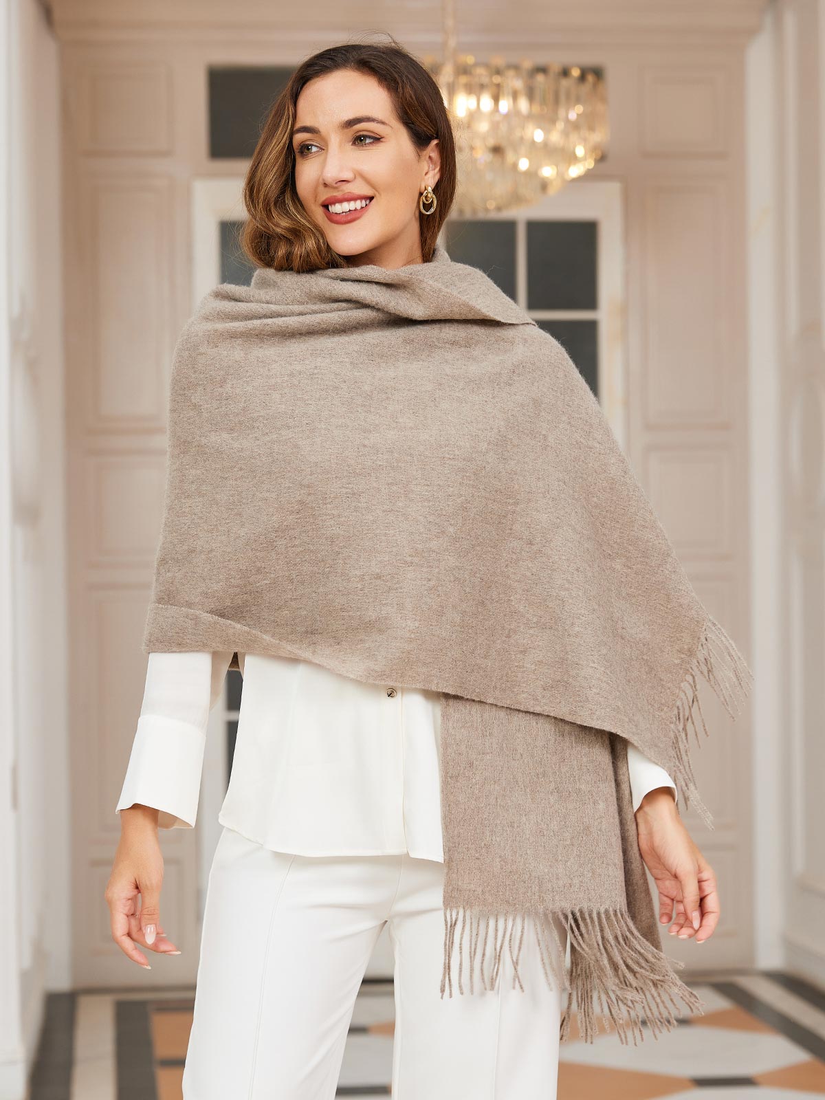 [Kaki Foncé] SilkSilky-FR Laine Scarf 003