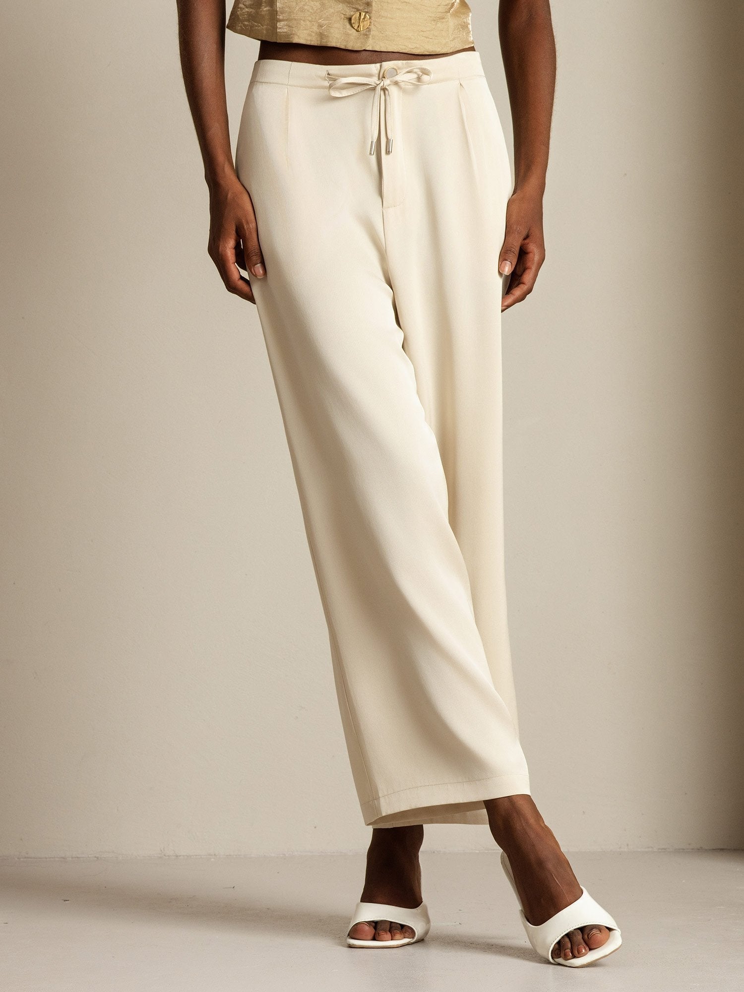[Beige] SilkSilky-FR 19Momme Soie Womens Pants 007