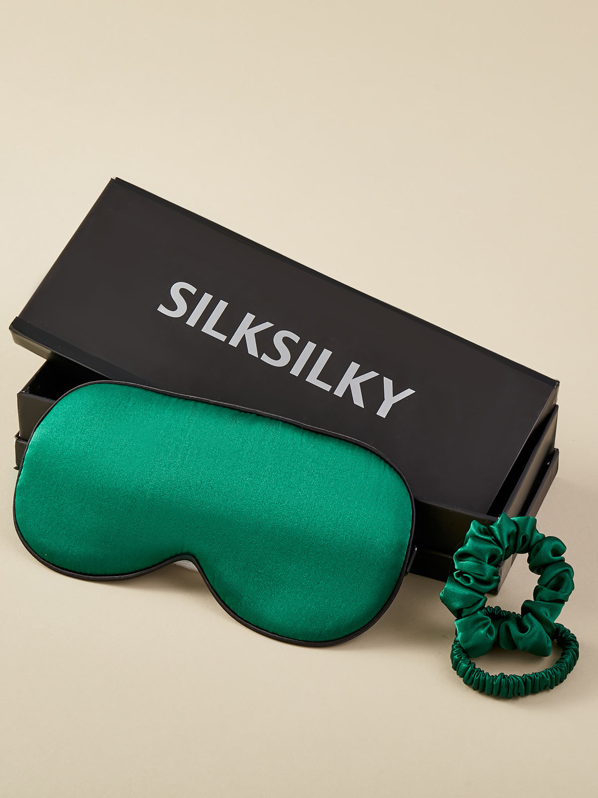 SilkSilky FR 19Momme Pure Soie Eye Mask VertFoncé 001