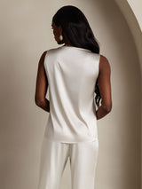 [Gris Clair] SilkSilky-FR Sleeveless Round Neck Top À Fines Brides 002