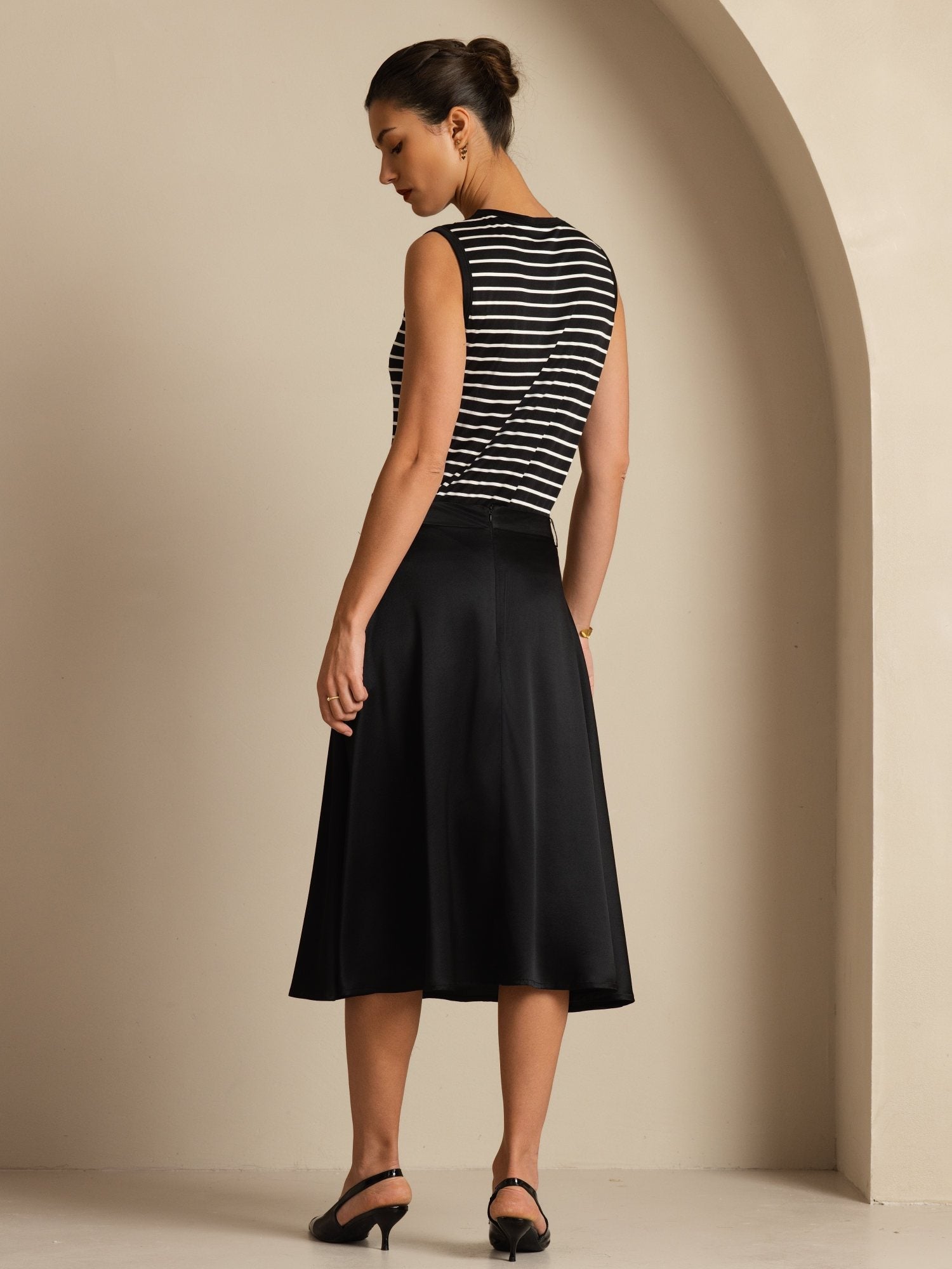 [Noir] SilkSilky-FR 19Momme Soie Skirt 004