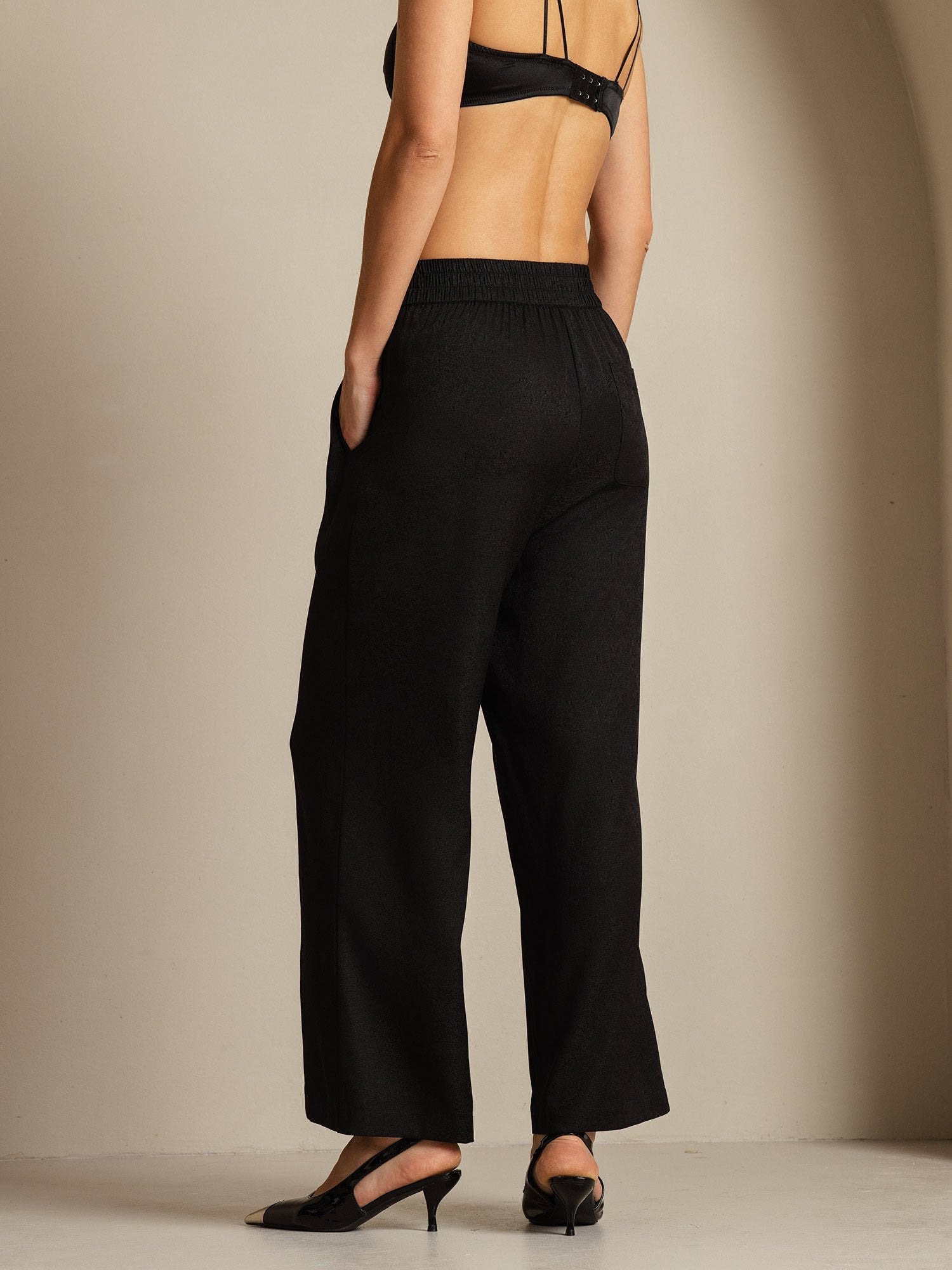 [Noir] SilkSilky-FR 22Momme Soie Womens Pants 002