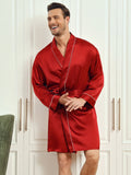 SilkSilky FR Pure Soie Trois quart Mens Robe RougeVineux 001