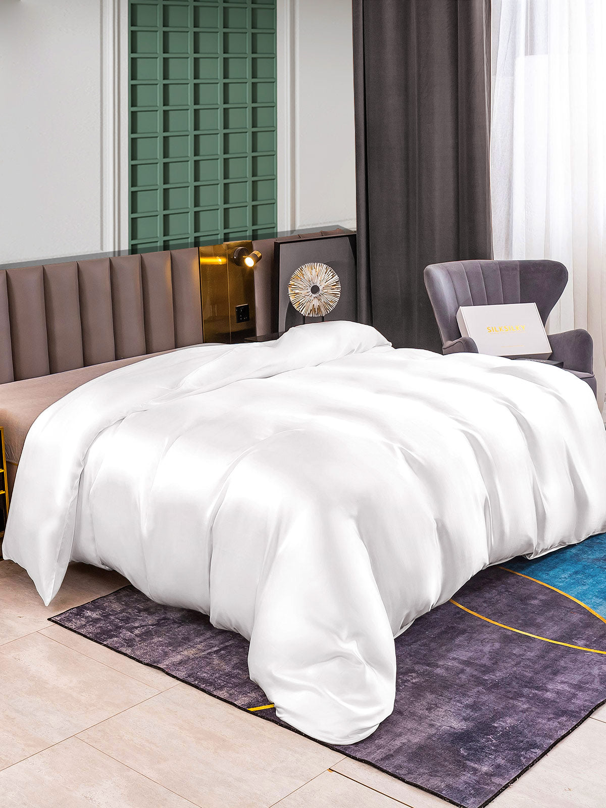 [Blanc] SilkSilky-FR 25Momme Pure Soie Duvet Cover 001