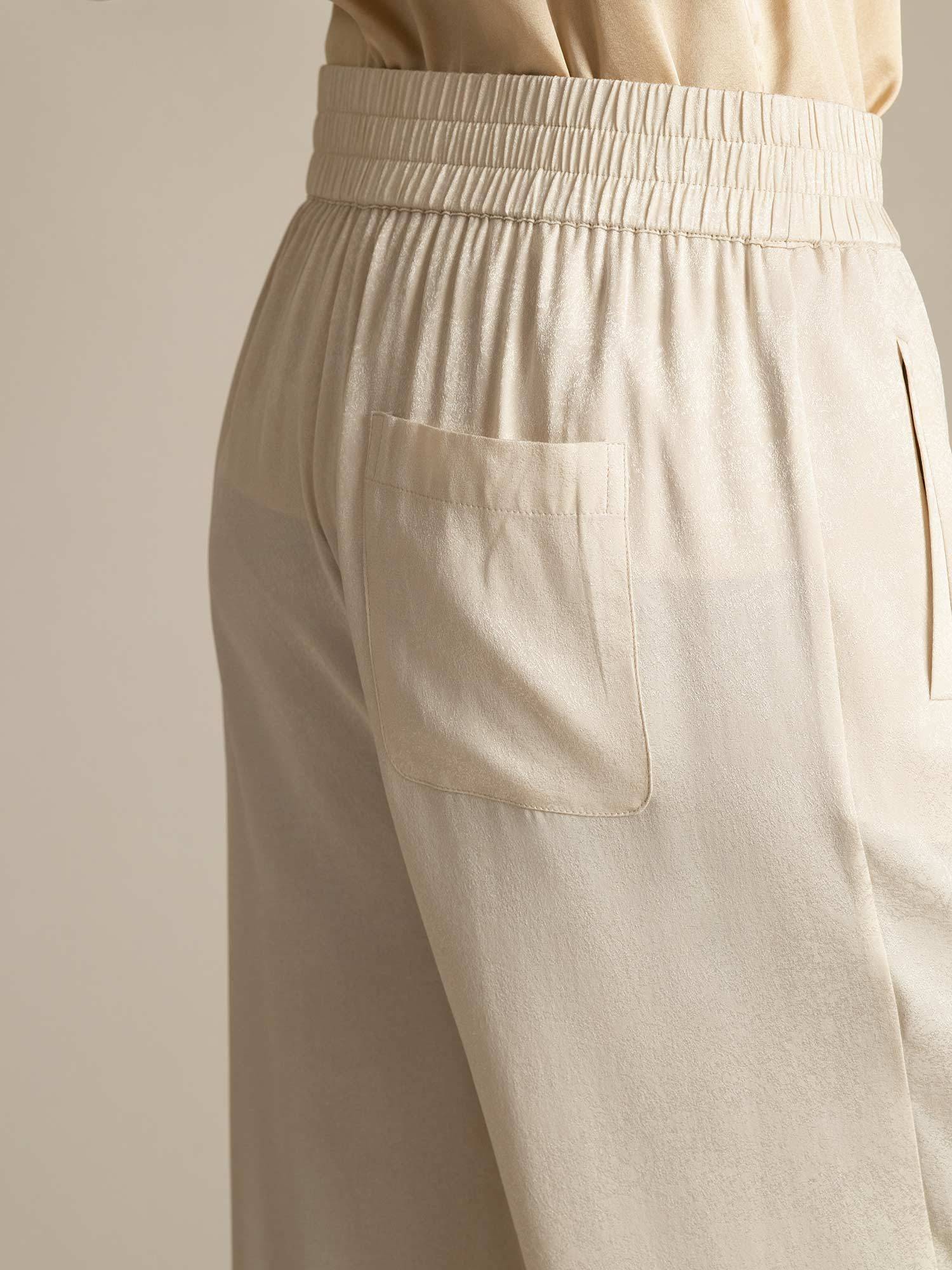 [Beige] SilkSilky-FR 22Momme Soie Womens Pants 005