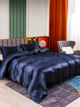 [Bleu Foncé] SilkSilky-FR 25Momme Parure de Lit Soie 001