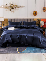 [Bleu Foncé] SilkSilky-FR 19Momme Parure de Lit Soie 002