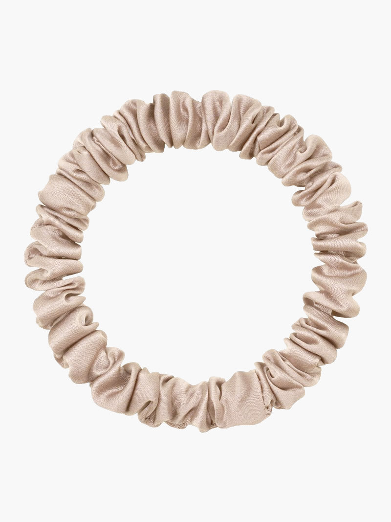 SilkSilky-FR 19Momme Pure Soie Scrunchie Beige 004