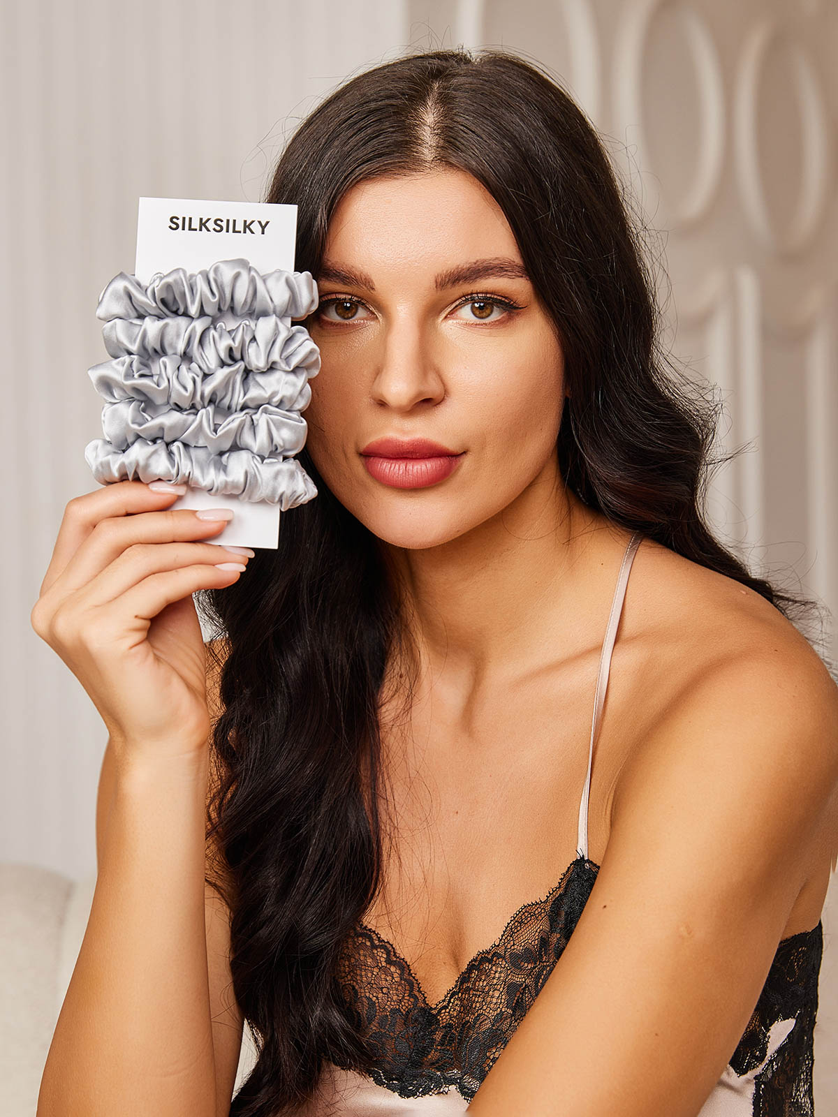 [Argent] SilkSilky-FR 19Momme Pure Soie Scrunchie 001