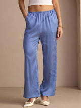 [Rayures Fines Bleues] SilkSilky-FR Womens Pants 001