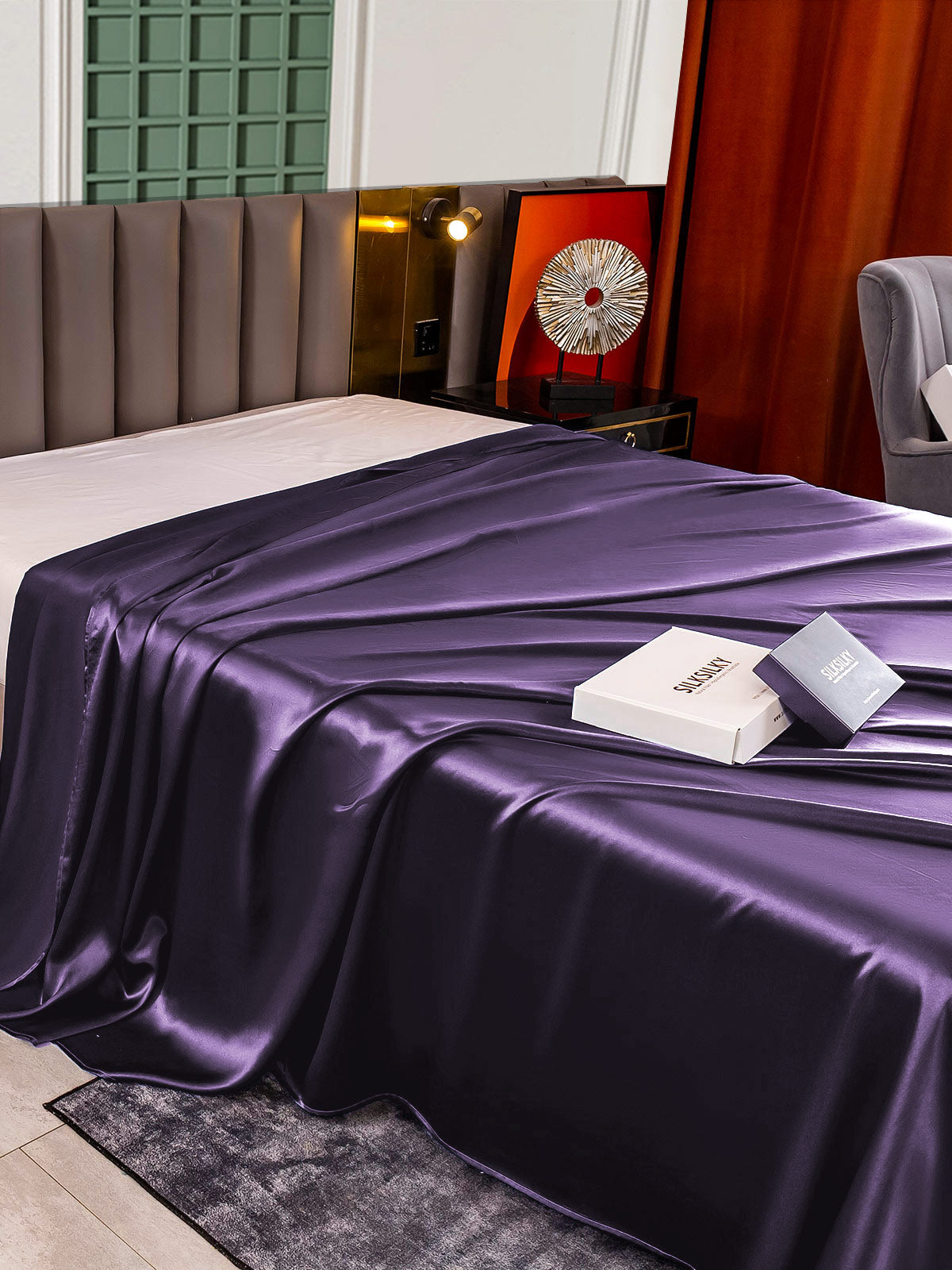 [Violet Foncé] SilkSilky-FR 25Momme Pure Soie Sheet 004