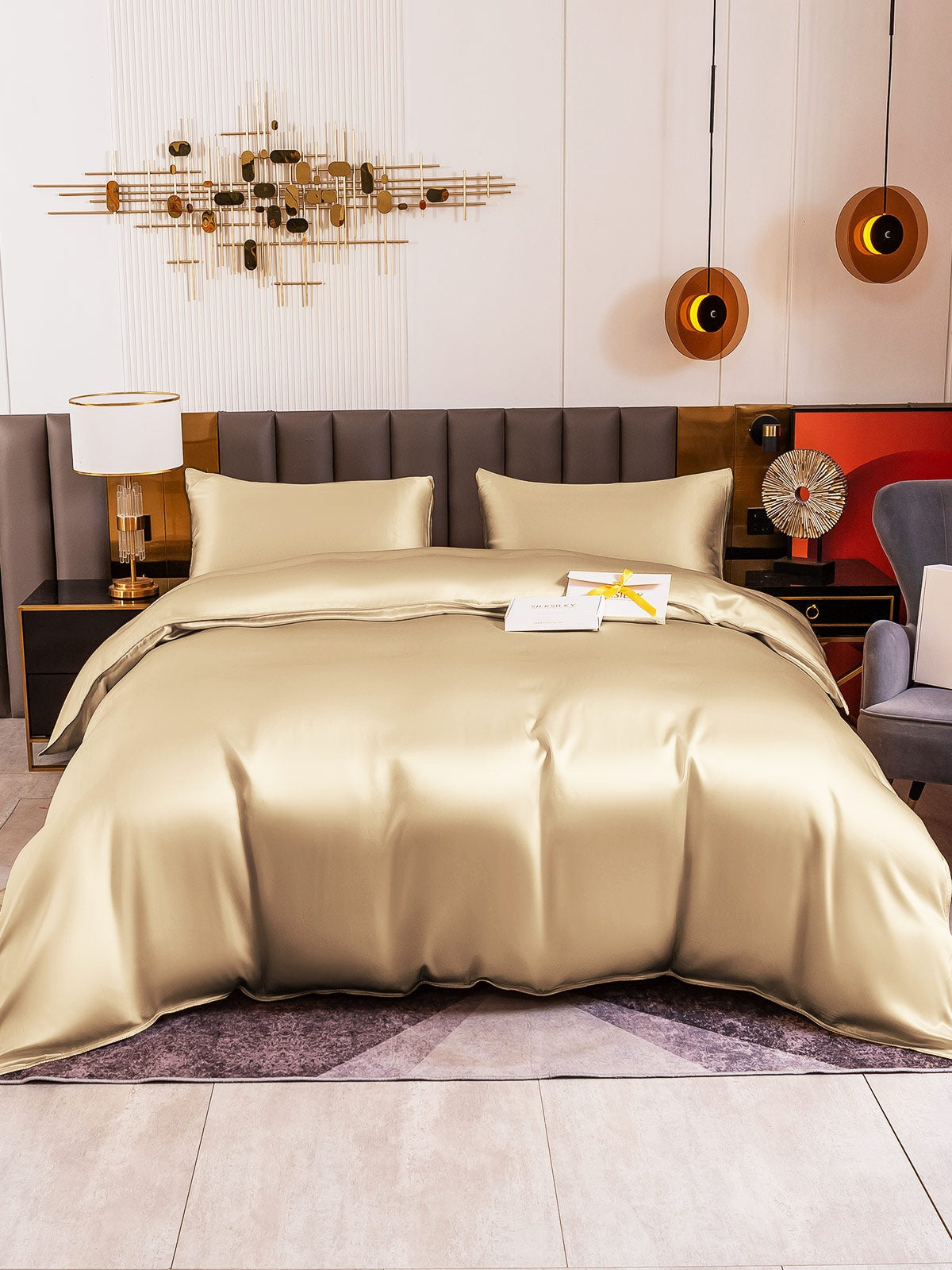 [Beige] SilkSilky-FR 19Momme Pure Soie Bedding Set 002