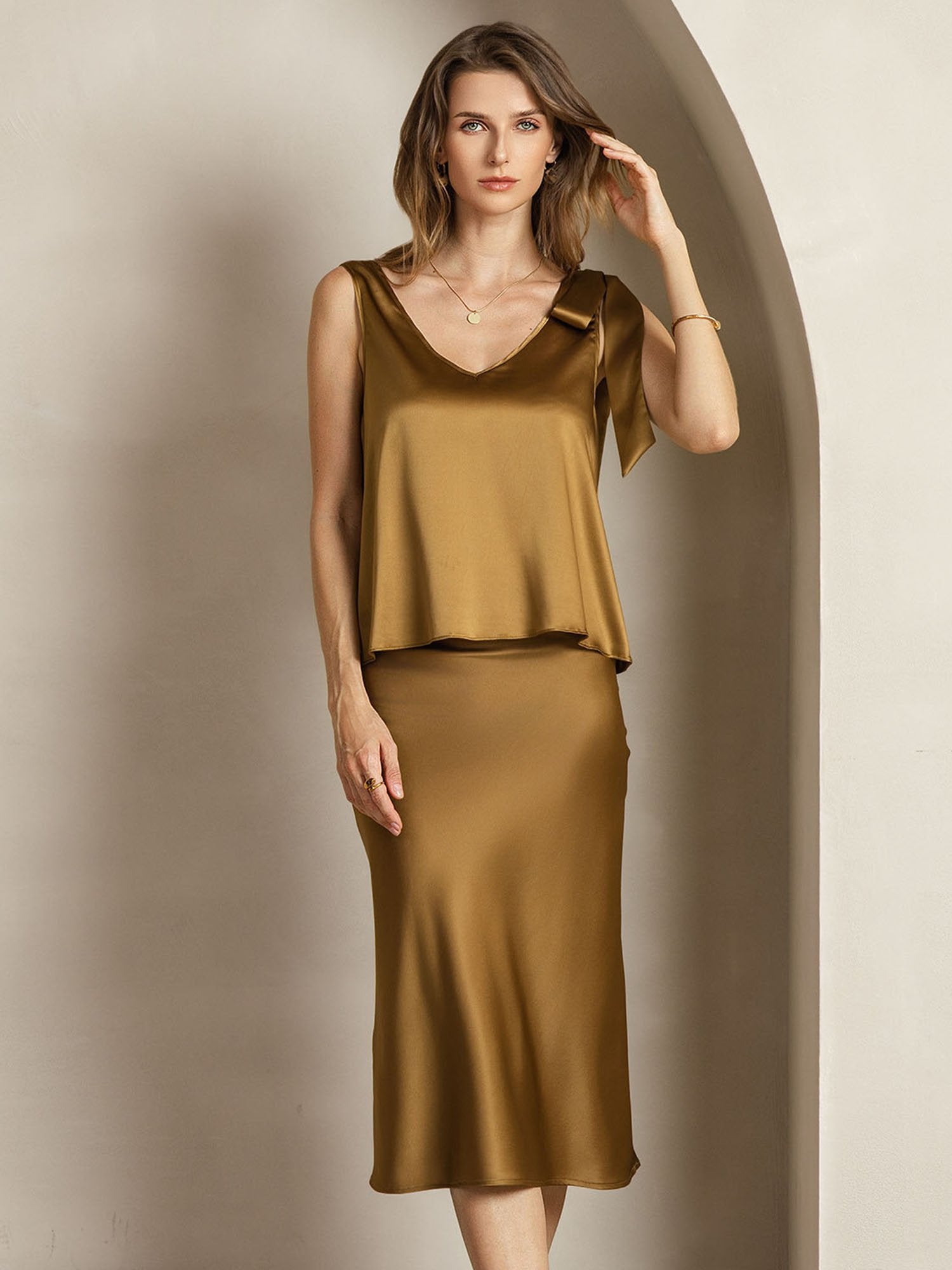 [Bronze] SilkSilky-FR 19Momme Soie Womens Outfit Sets 004