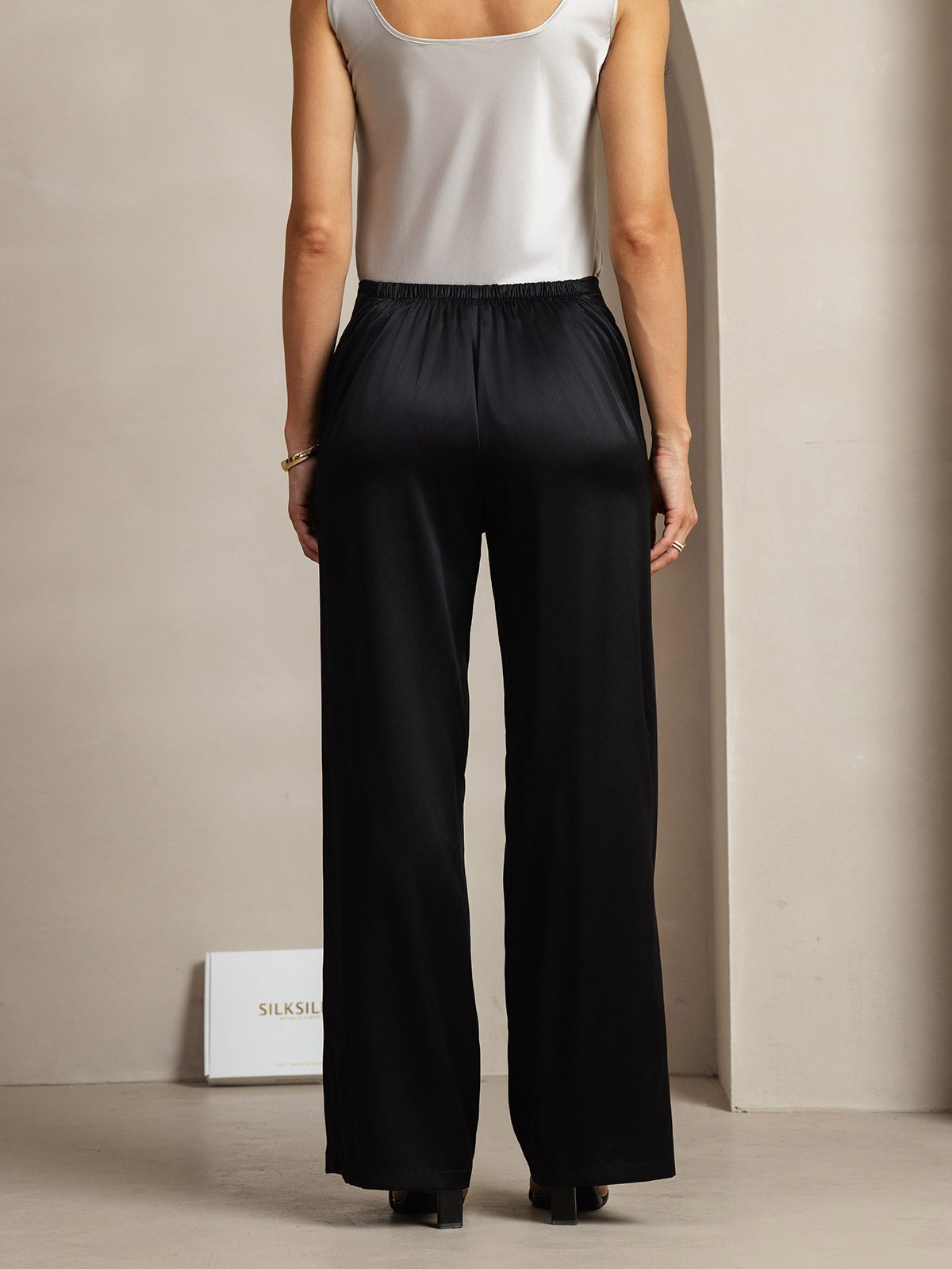 [Noir] SilkSilky-FR 19Momme Soie Womens Pants 004