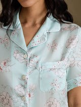 [Fleurs Ciel] SilkSilky-FR Short Sleeve Notch Collar Femme Pyjamas 005