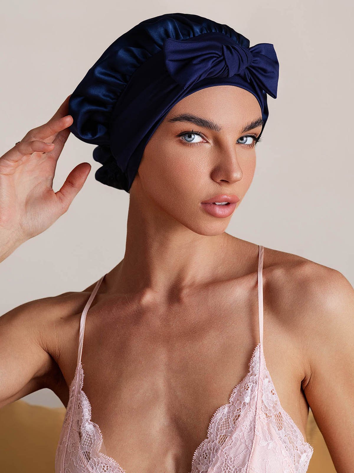 SilkSilky-FR Soie Sleep Cap BleuFoncé 004