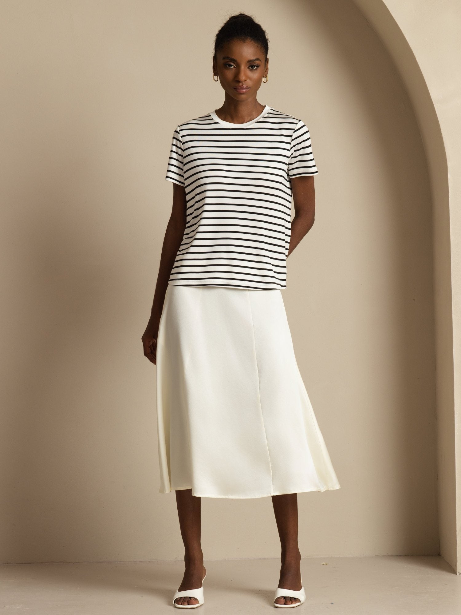 [Ivory] SilkSilky-FR 19Momme Soie Skirt 006