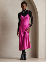 [Rose Rouge] SilkSilky-FR Sleeveless V Neck Robes 004