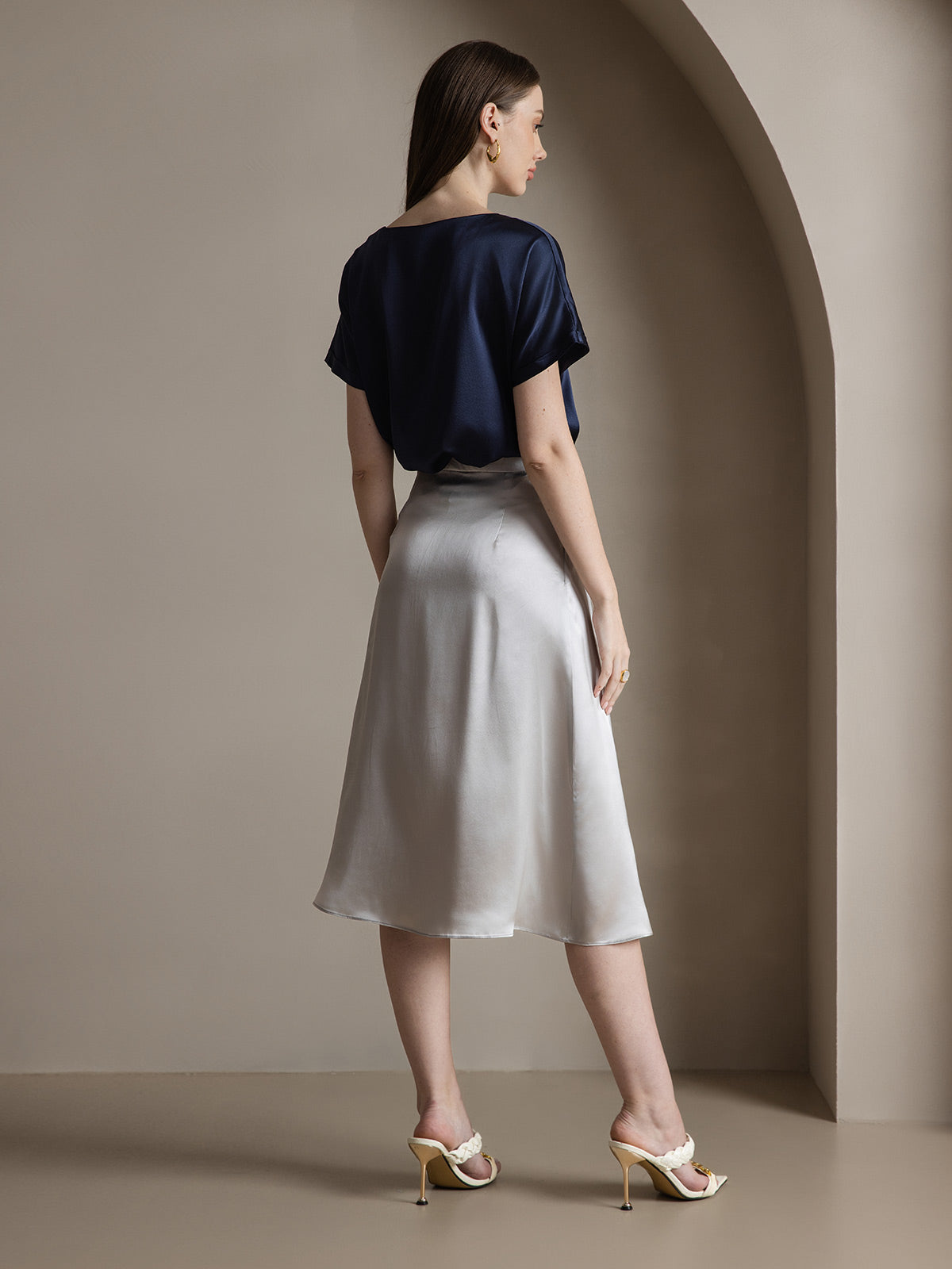 [Gris Clair] SilkSilky-FR 19Momme Soie Skirt 006