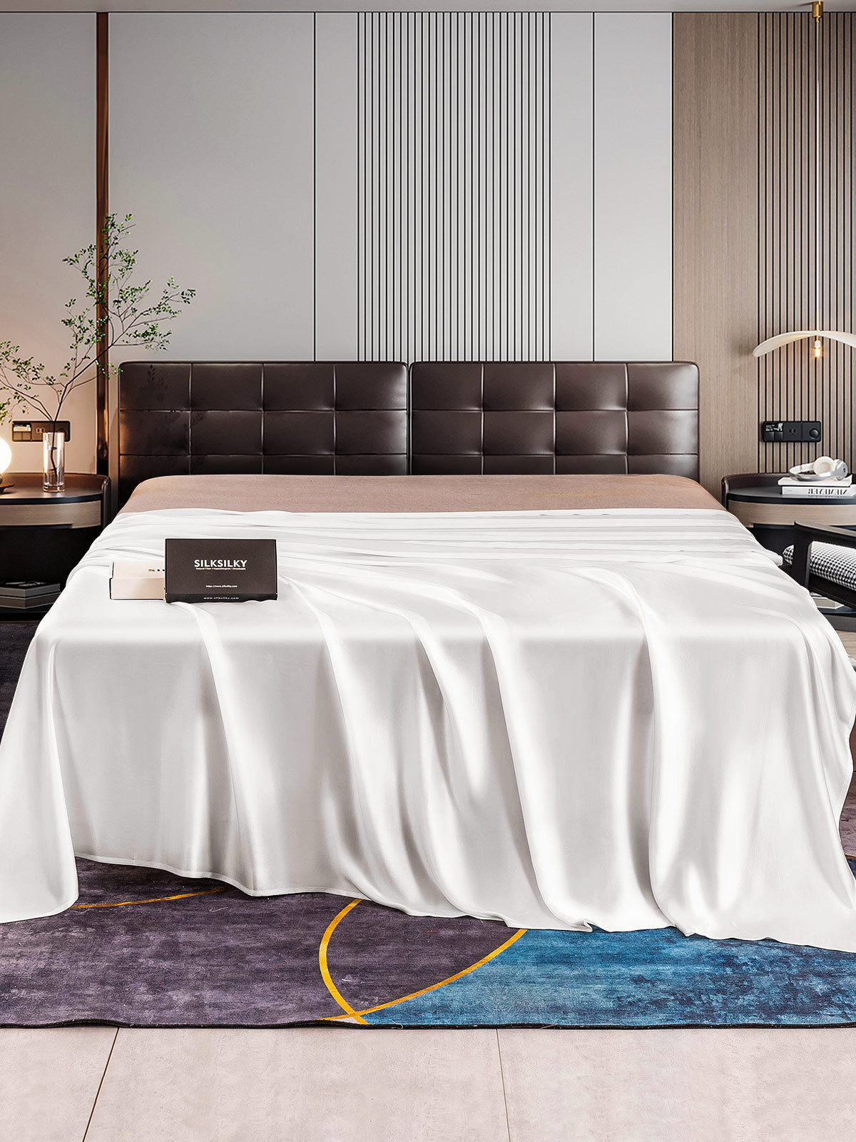 [Blanc] SilkSilky-FR 22Momme Pure Soie Sheet 001