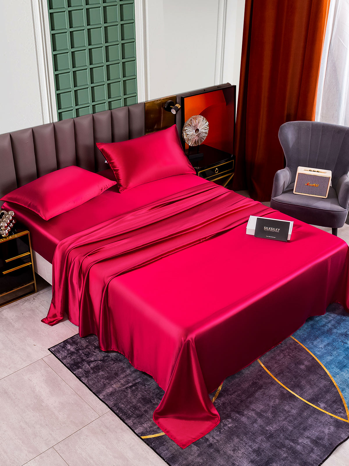 [Rouge Vineux] SilkSilky-FR 25Momme Pure Soie Bedding Set 004