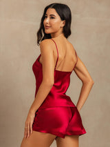 [Rouge Vineux] SilkSilky-FR Fines Brides V Neck Ensemble Camisole 002