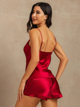 [Rouge Vineux] SilkSilky-FR Sleeveless V Neck Ensemble Camisole 002